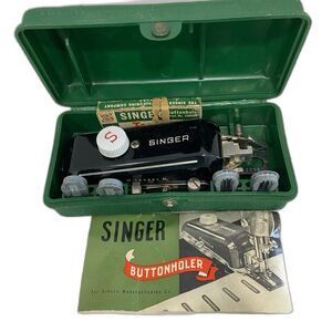 Vintage Singer Buttonholer with 7 Templates Instructions and Case Untested
